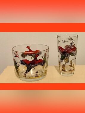 Vintage 50s Hazel Atlas Pheasant Bar Set
